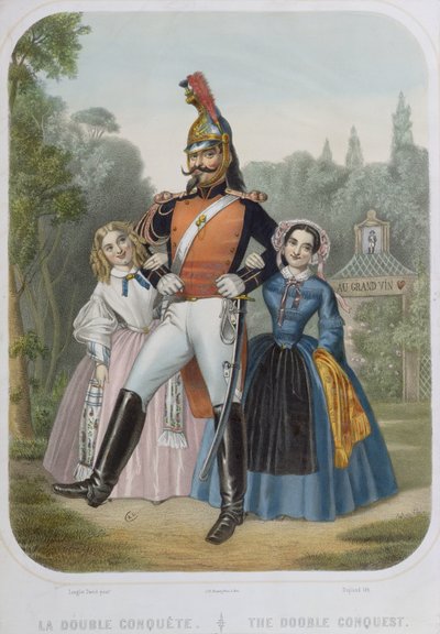 De Dubbele Overwinning, karikatuur die Napoleon III pejoratief vergelijkt met zijn oom Napoleon Bonaparte, De Overwinnaar door David Lenglet